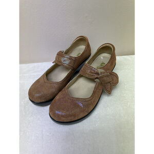 Algeria 39 8.5 9 Mary Jane Brown Leather Side Bow Comfort Casual Womens